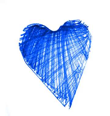 Heart drawn child blue