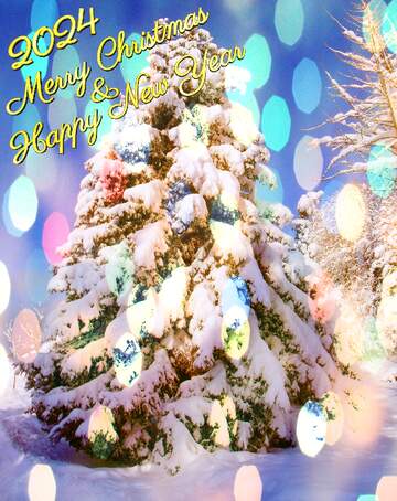 FX №216436 Snow  tree 2024 Christmas Happy New Year 3d gold