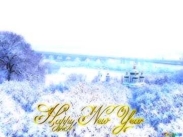 FX №216615 Kyiv  winter snow card  happy new year gold