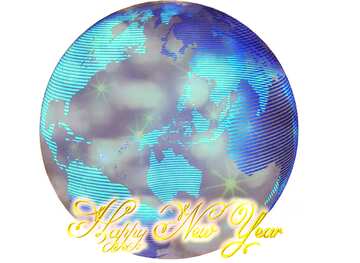 FX №216249 Modern global world earth concept planet symbol Happy New Year gold stars