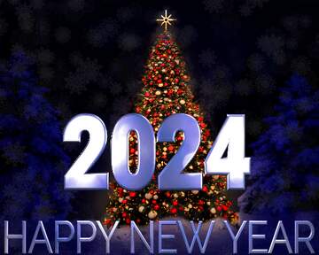 FX №216474 Christmas tree happy new year 2024 blue