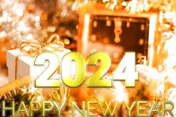 FX №216254 Greeting card with new year 2024 gold