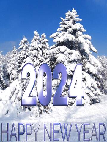 FX №216282 Snow forest Trees   Happy New Year  2024 blue