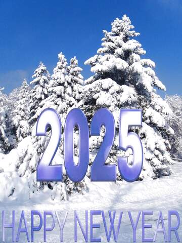 FX №216282 Snow forest Trees   Happy New Year  2025 blue