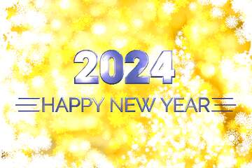 FX №216263 Tree yellow background Christmas and new year Happy New Year 2024 Blue