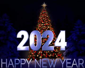FX №216259 New Year Tree Christmas Happy New Year blue 2024