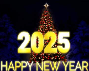 FX №216260 New Year Tree Christmas Happy New Year gold 2025