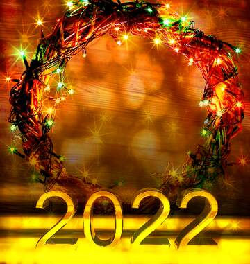 FX №216053 Christmas wreath twinkling stars 2022 background space for text
