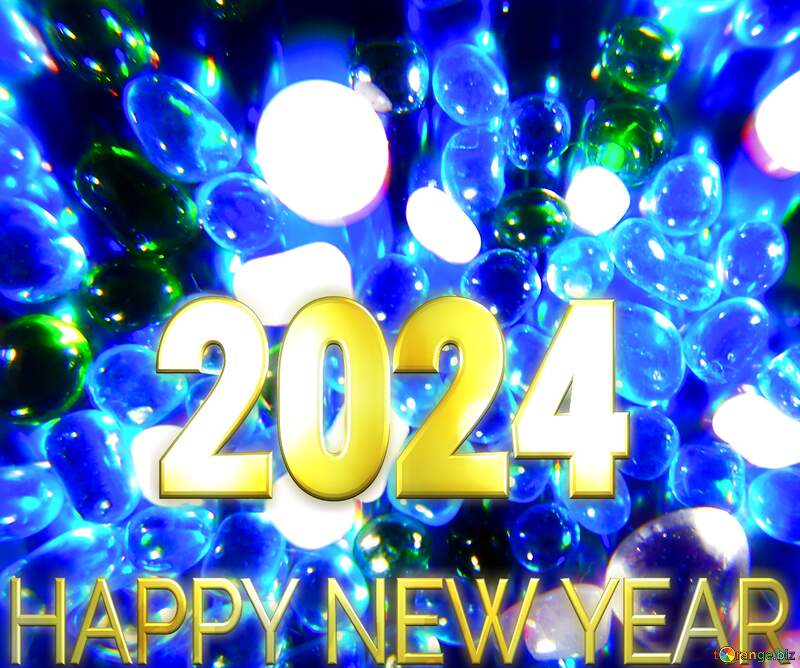Blue glass Happy New Year 2024Gold №47992