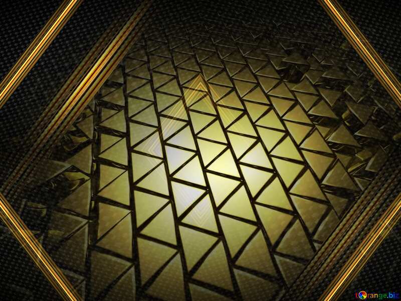 3D abstract geometric volumetric triangle metal background carbon gold geometry frame №54502