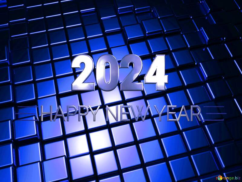 3d abstract blue metal cube boxes background Red Christmas background Shiny happy new year 2022 background blue Happy New Year 2024 №54499