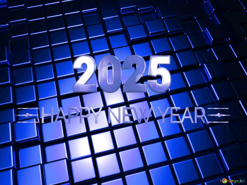 3d abstract blue metal cube boxes background Red Christmas background Shiny happy new year 2022 background blue Happy New Year 2025 №54499