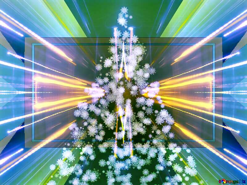 Clipart Christmas tree green of snowflakes Techno neon blue Lights №40736