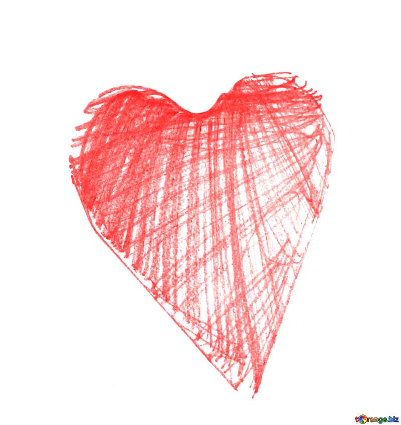 Heart drawn child red №16385