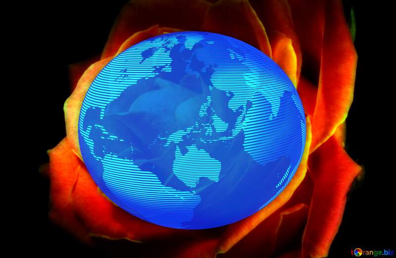 Fire Rose  global world earth concept planet №1236