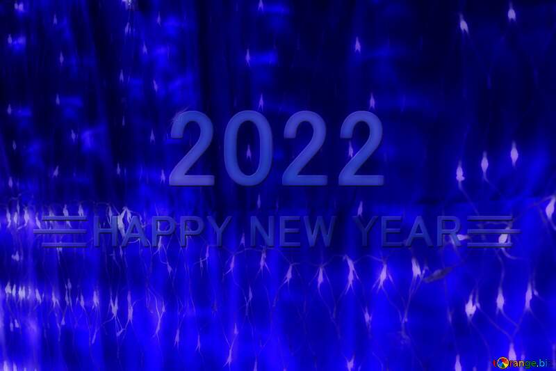 Blue lights of an electric garland background Christmas Happy New Year 2022 №49451