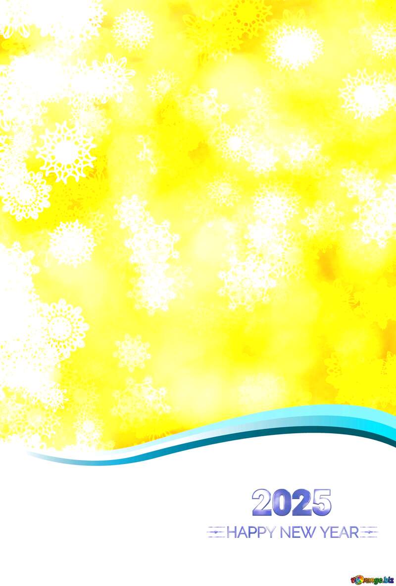 Yellow and blue with white background Happy New Year 2025 №49689