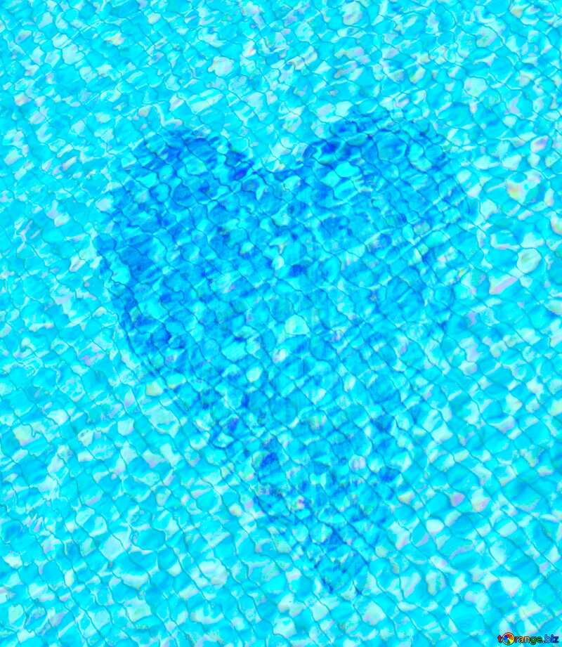 The texture of the pool bottom Heart drawn child blue №20748