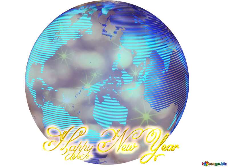 Modern global world earth concept planet symbol Happy New Year gold stars №54514