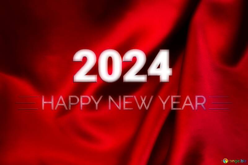 Background fabric  Happy New Year 2024 white colors №17639