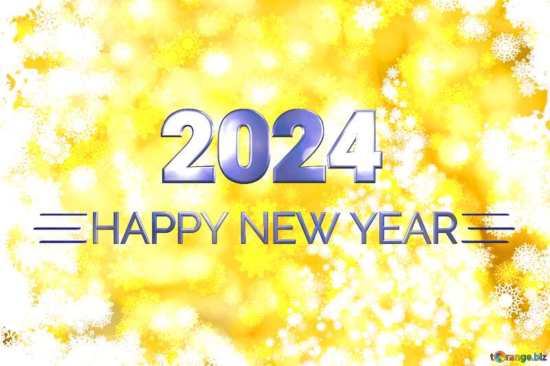 Tree yellow background Christmas and new year Happy New Year 2024 Blue №40703