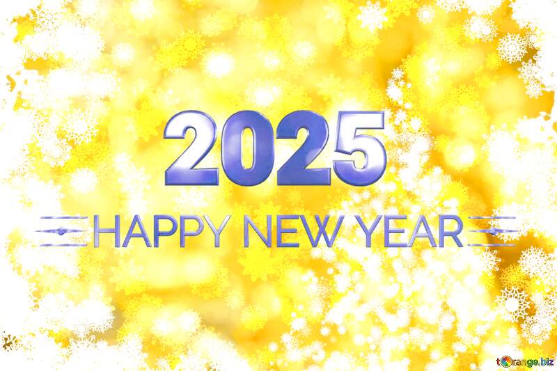 Tree yellow background Christmas and new year Happy New Year 2025 Blue №40703