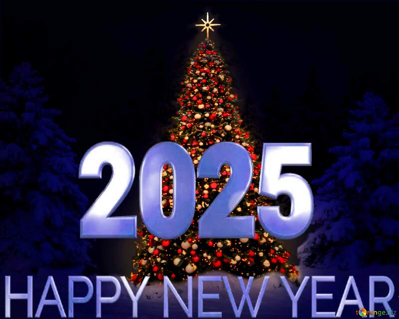 New Year Tree Christmas Happy New Year blue 2025 №40738