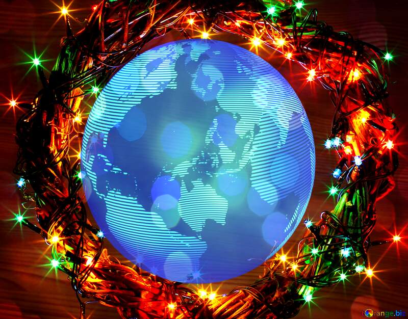 Christmas wreath background world earth global №48021