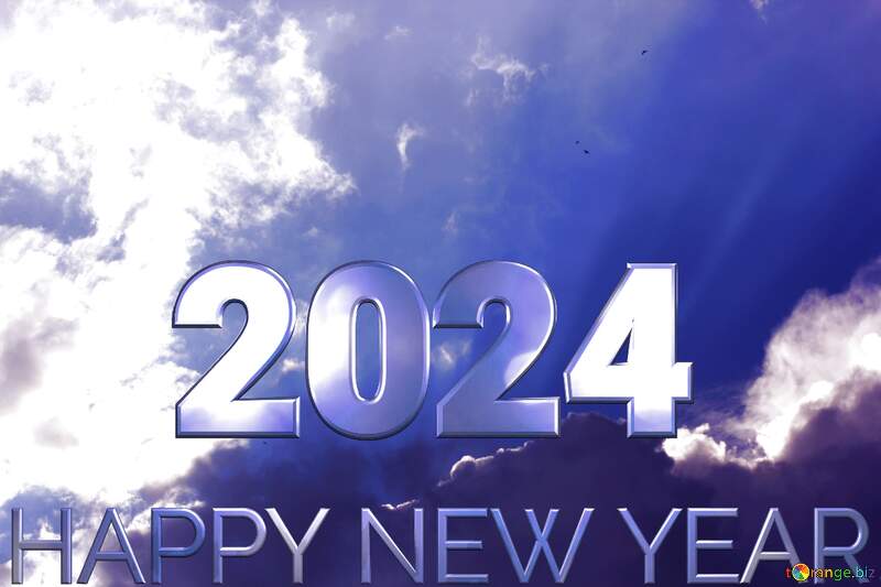Dark blue sky Happy New Year 2024 №22676