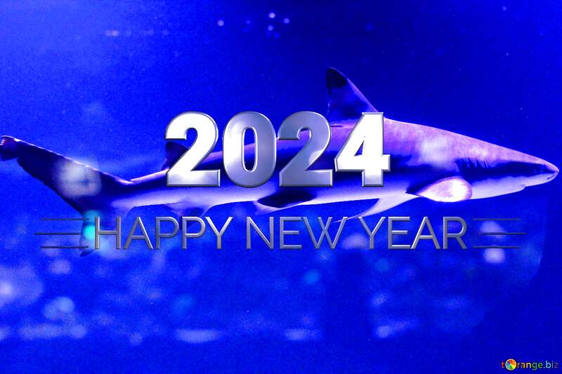 Blue shark Happy New Year 2024 №53834