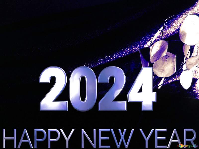 Dark background blue Happy New Year 2024Shiny №7690