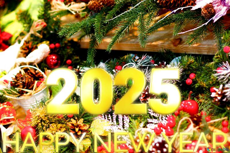 Decorations for new year Happy New Year 2025 Gold №47643