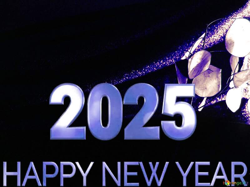 Dark background blue Happy New Year 2025Shiny №7690