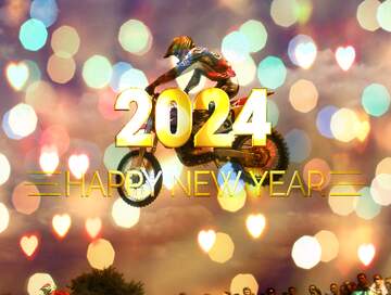 FX №217663 Motocross  motorcycle happy new year 2022 background
