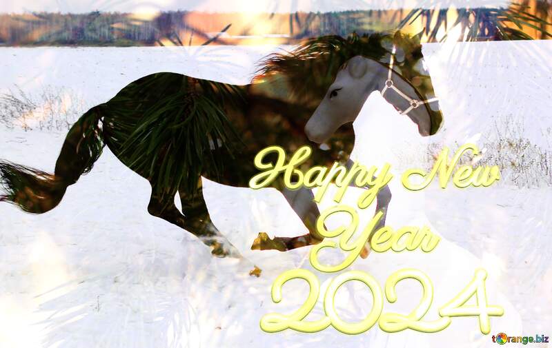 Horse in the snow happy  new year 2024 №18191