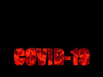 FX №219741 3D lettering red Covid-19 on black background