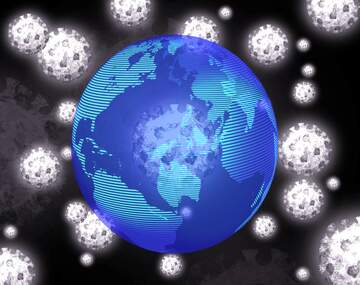 FX №219324 Earth world planet pandemic attack Corona virus Coronavirus dark background