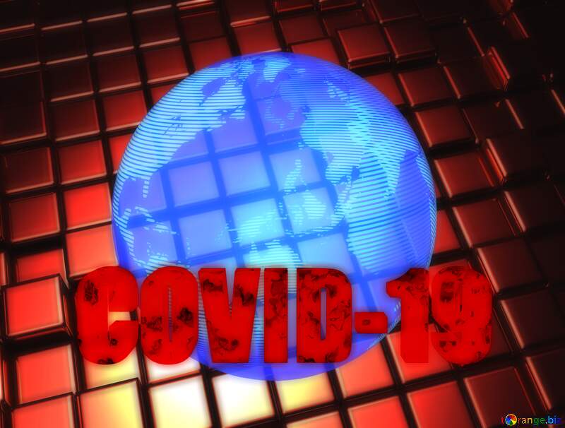 Modern global world earth concept planet symbol dark blue 3d Boxes Cube Hi-tech Red 3d text Corona virus Covid-19 Coronavirus disease 2019 2020 №54501
