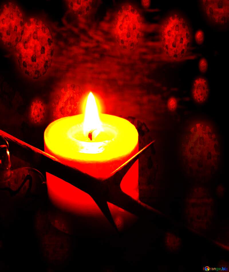 Candle and barbed branch rip virus background №49226