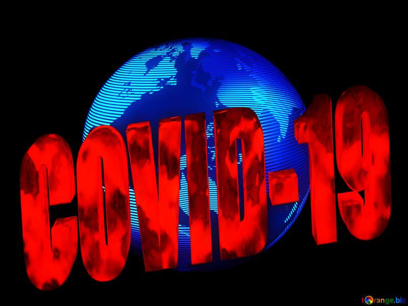Modern global world earth concept planet symbol Covid-19 3d red text №54515
