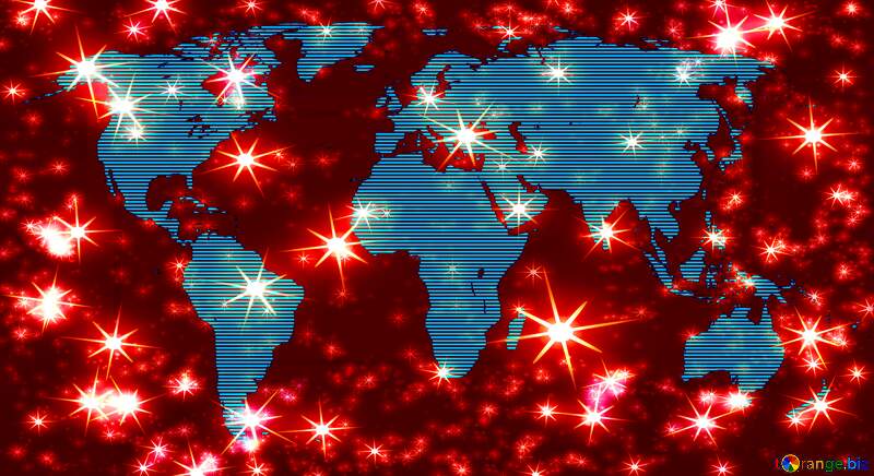 World map red  global concept with stars №54504