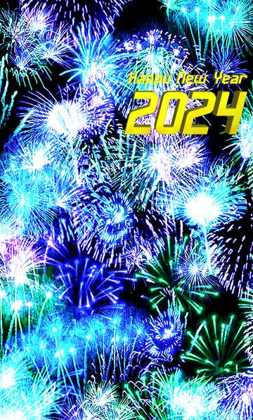 FX №220844 Happy New Year 2024 fireworks  blue background