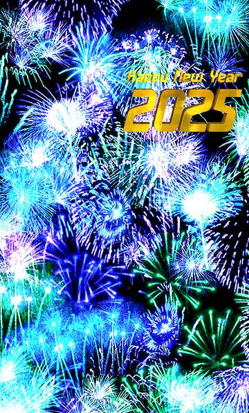 FX №220844 Happy New Year 2025 fireworks  blue background