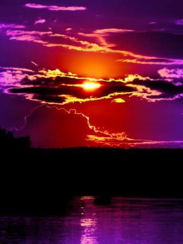 FX №220928 Purple sunset atmosphere red sky at morning natural landscape