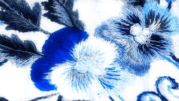 FX №220077 Old folk blue  embroidery garment decoration.Texture.