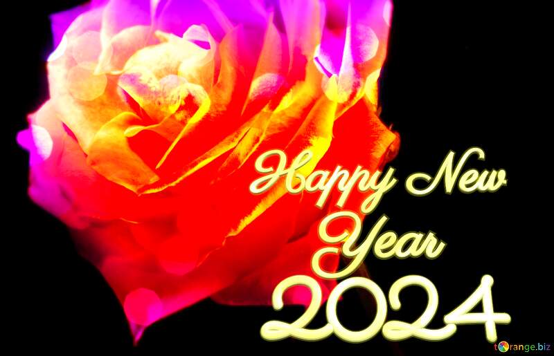 Fire Rose background Happy New Year 2024 №1236
