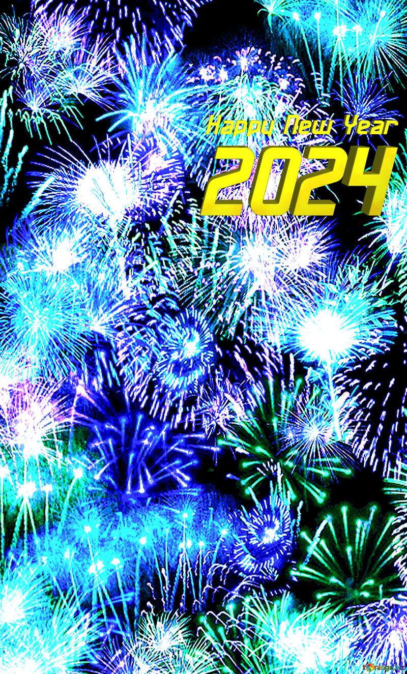 Happy New Year 2024 fireworks  blue background №39942