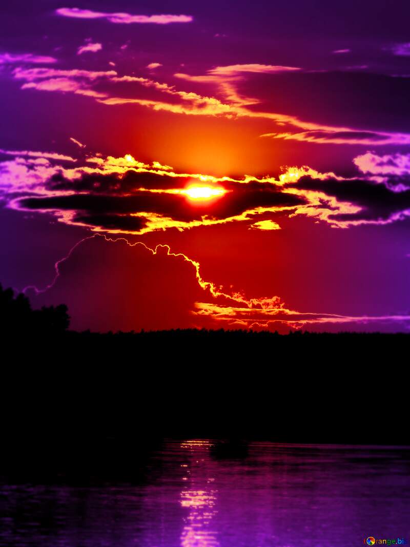 Purple sunset atmosphere red sky at morning natural landscape №36400