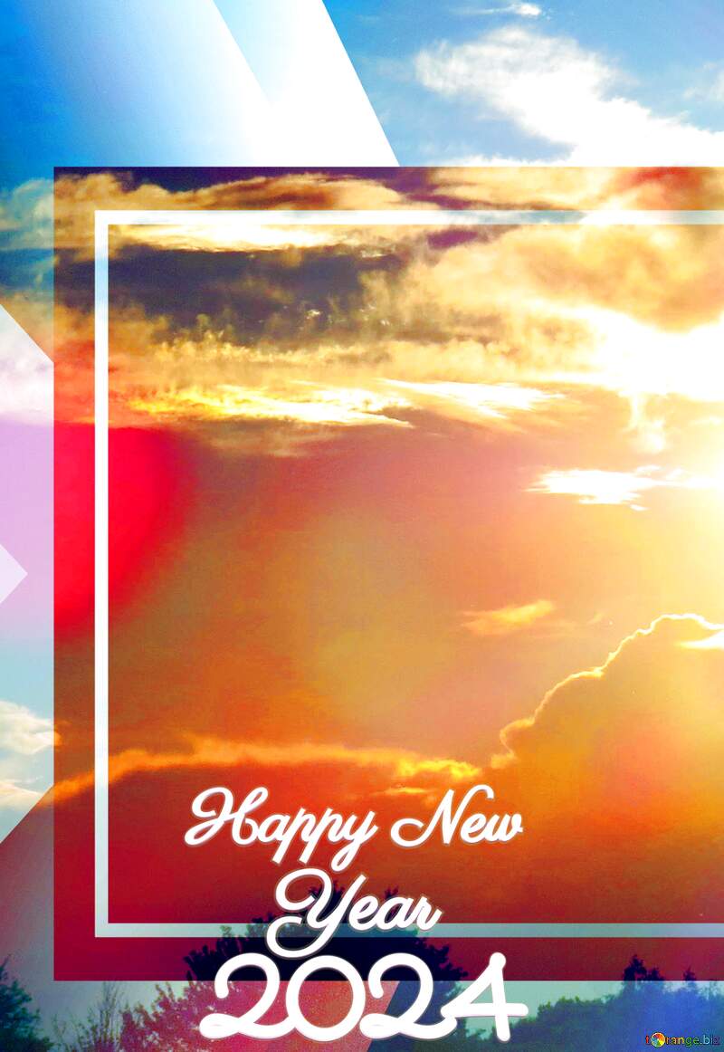 Sunset infographic template banner Happy New Year 2024 №36723