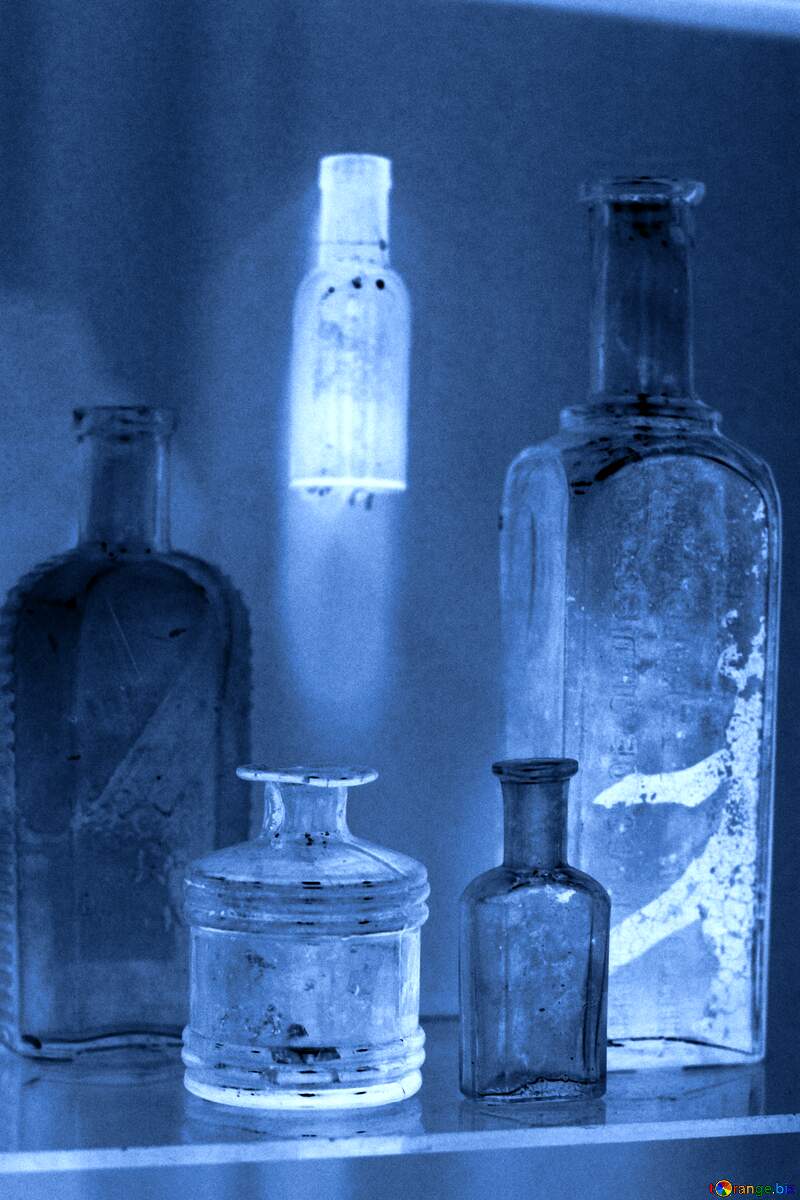 Vintage bottles blue colors background №44235